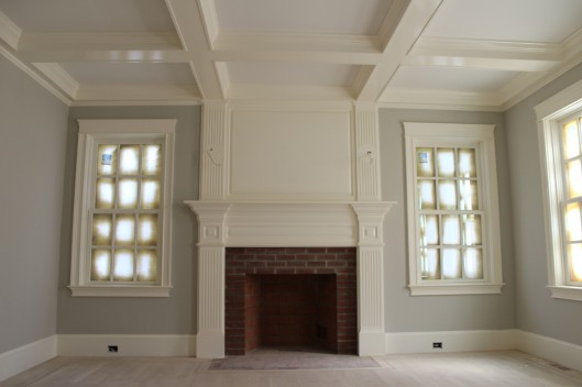 Image of Fireplace Mantle with Coffered Ceiling