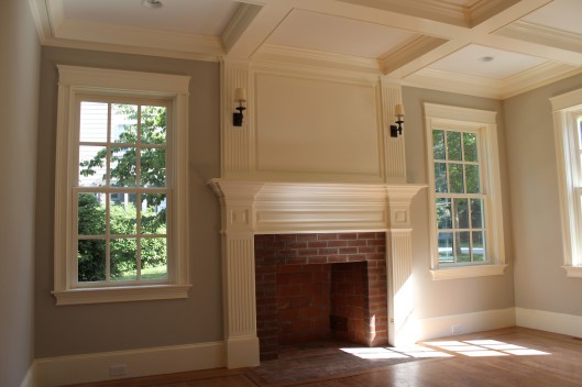Image of Fireplace Mantle Coffered Ceiling