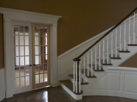 Image of stair volute wainscoting
